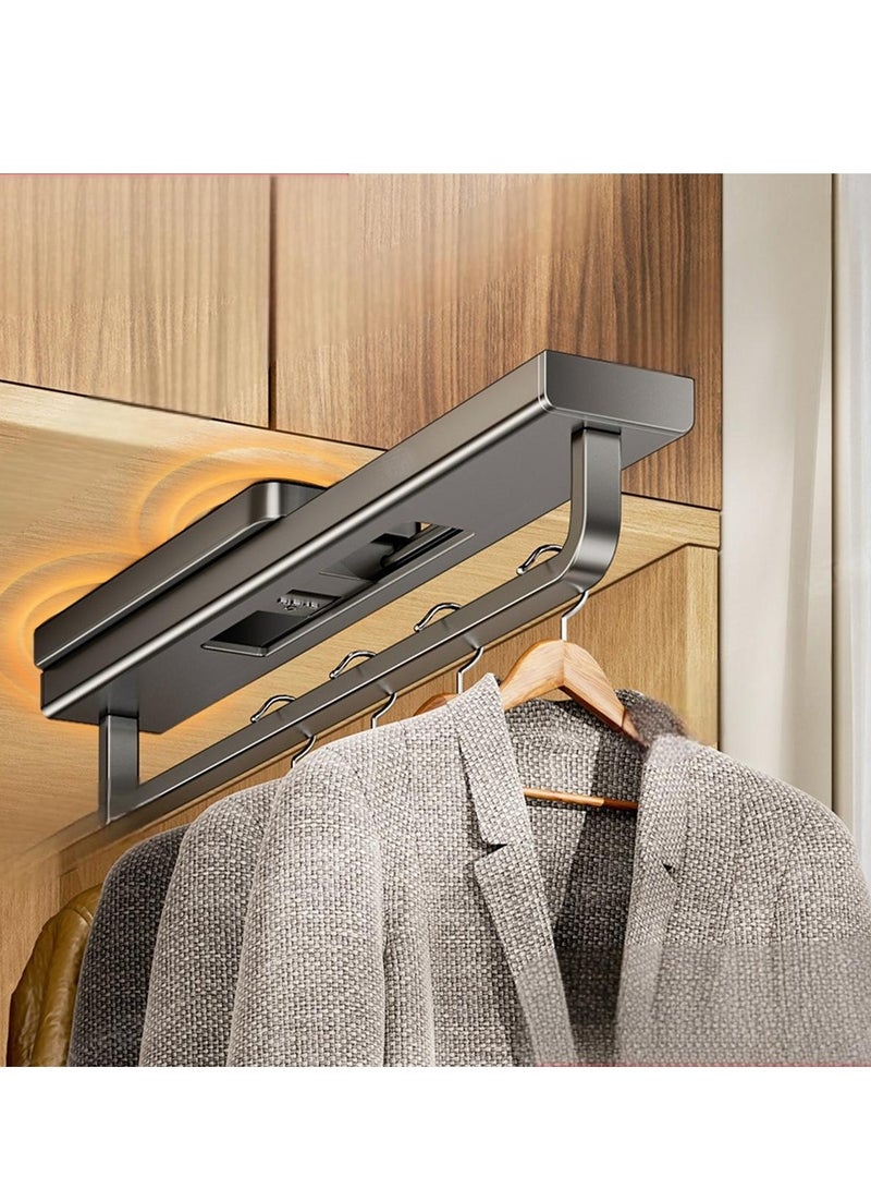Space aluminium pull-out hanger, coat hook behind the door, detachable hanger, retractable clothes rail, non-perforated hanger, storage behind the entrance door for organizing clothes and pants in the wardrobe (retractable 40cm-80cm) - Image 1