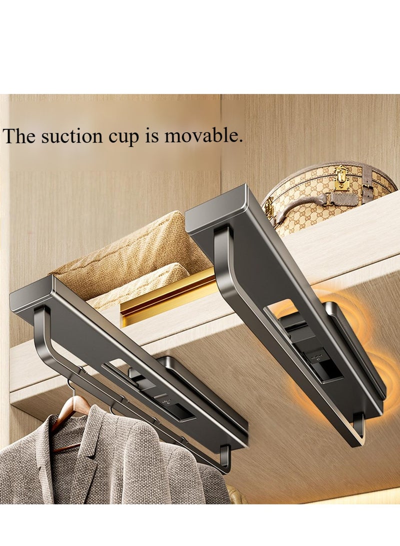 Space aluminium pull-out hanger, coat hook behind the door, detachable hanger, retractable clothes rail, non-perforated hanger, storage behind the entrance door for organizing clothes and pants in the wardrobe (retractable 40cm-80cm) - Image 3