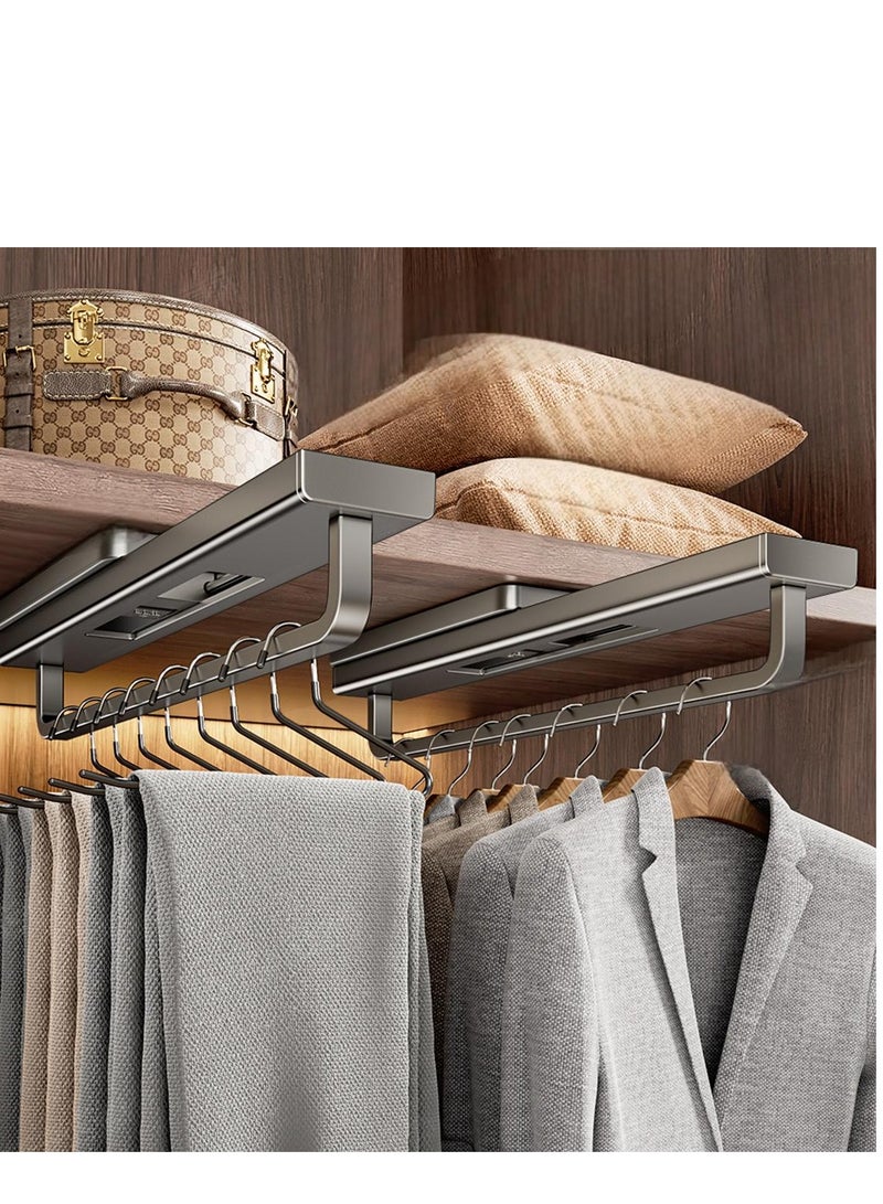 Space aluminium pull-out hanger, coat hook behind the door, detachable hanger, retractable clothes rail, non-perforated hanger, storage behind the entrance door for organizing clothes and pants in the wardrobe (retractable 40cm-80cm) - Image 5