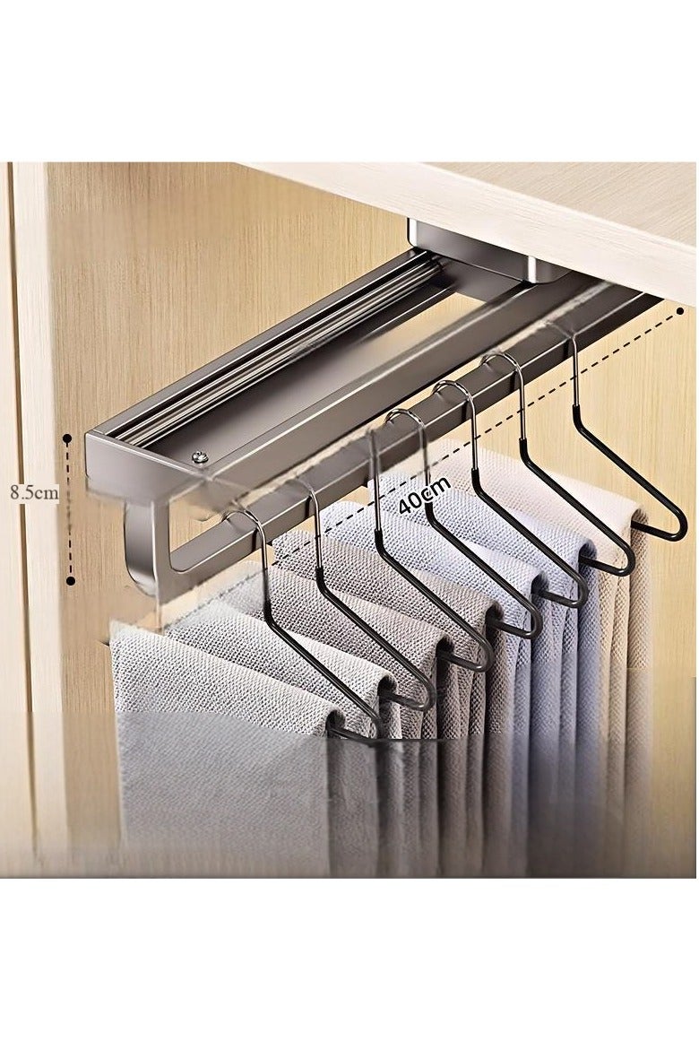 Space aluminium pull-out hanger, coat hook behind the door, detachable hanger, retractable clothes rail, non-perforated hanger, storage behind the entrance door for organizing clothes and pants in the wardrobe (retractable 40cm-80cm) - Image 2