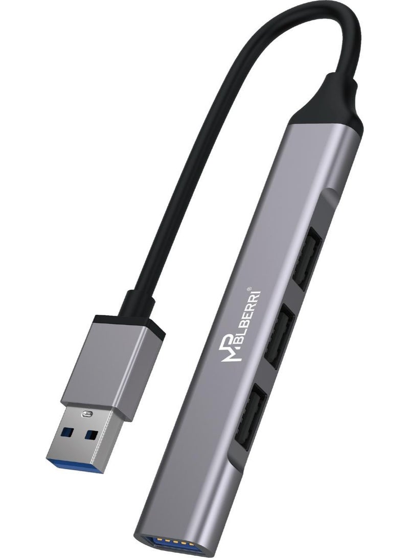 MPBLBERRI USB 3.0 to 4 USB Ports Hub 4-in-1 High Speed USB Splitter Adapter for Laptop, PC, MacBook, Keyboard, Mouse & Flash Drive