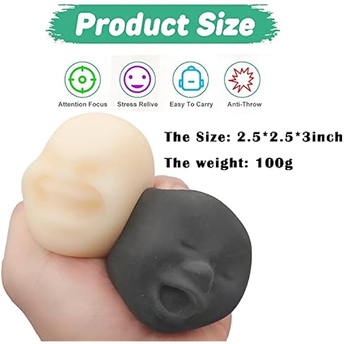 Moinin AWANGLUO Squishy Fidget Sensory Stress Human face Toys for Adults Teens Kids,Decompression Anxiety Relief Toy,Funny Gift for Birthday,Christmas,Stocking Stuffer Gift (Happy, White) - Image 4