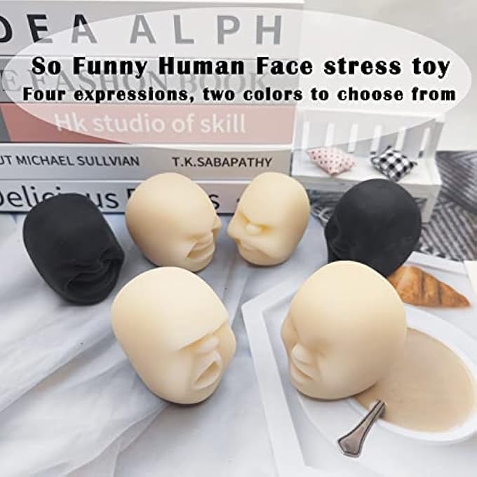 Moinin AWANGLUO Squishy Fidget Sensory Stress Human face Toys for Adults Teens Kids,Decompression Anxiety Relief Toy,Funny Gift for Birthday,Christmas,Stocking Stuffer Gift (Happy, White) - Image 2