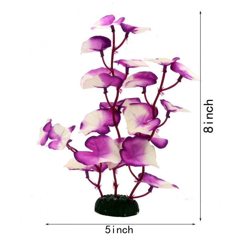 DVHEY Silk Aquarium Plants for Betta Fish Tank, 2 Pcs 8 Inch Small Silk Aquarium Plant Aquatic Water Grass Decoration,Purple-White - Image 2
