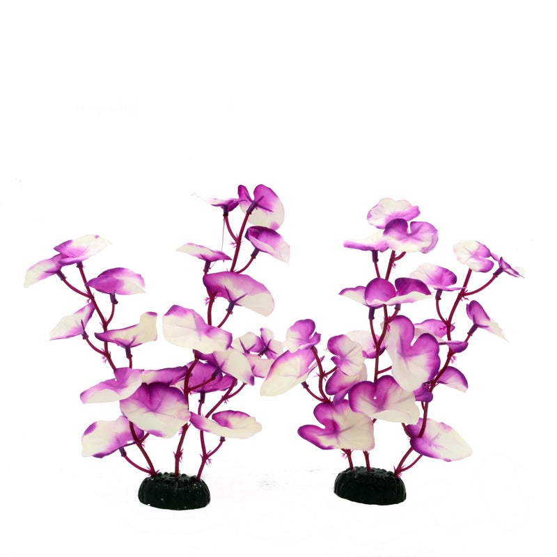 DVHEY Silk Aquarium Plants for Betta Fish Tank, 2 Pcs 8 Inch Small Silk Aquarium Plant Aquatic Water Grass Decoration,Purple-White - Image 5