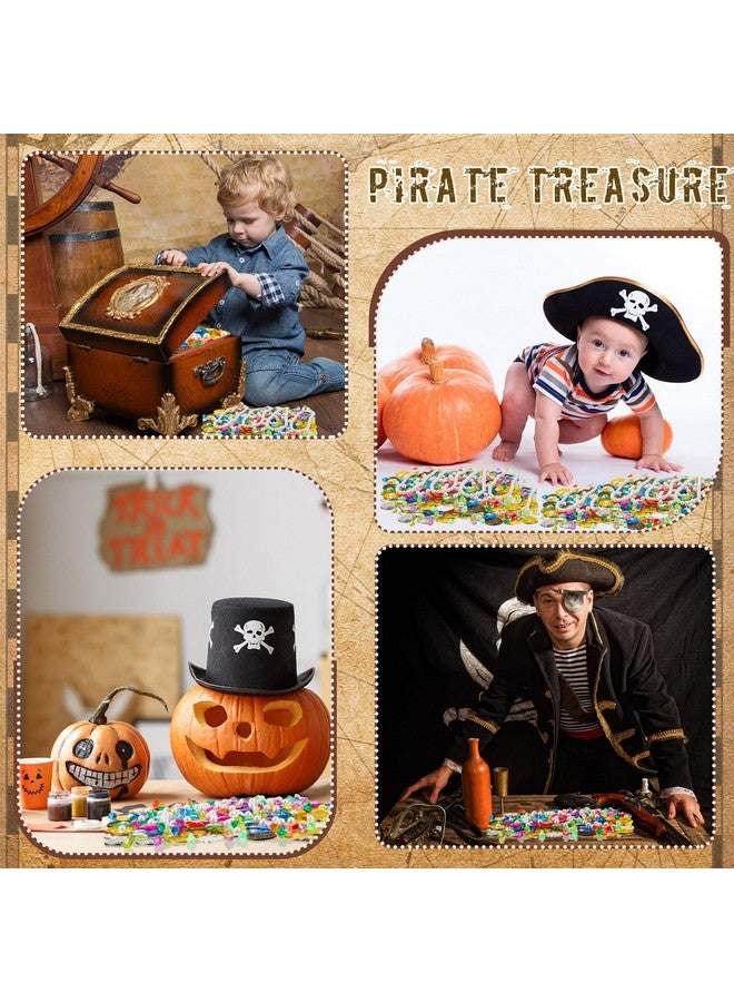 Hanaive 319 قطعة من كنز القراصنة عملات ذهبية مزيفة من البلاستيك جواهر وأحجار قراصنة مجموعة ألعاب زينة حفلات القراصنة كنز لمغامرات ذات طابع قراصنة حفلة صيفية بركة عملات (غير منتظمة ومستديرة) - Image 5