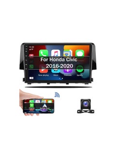 Android Car Stereo for Honda Civic 2016 To 2020 6GB RAM 128GB ROM Support SIM Card, Apple Carplay, Mirror-Link Wi-Fi BT, Radio GPS Navigation, 9 Inch IPS Touch Screen with Backup Camera Included