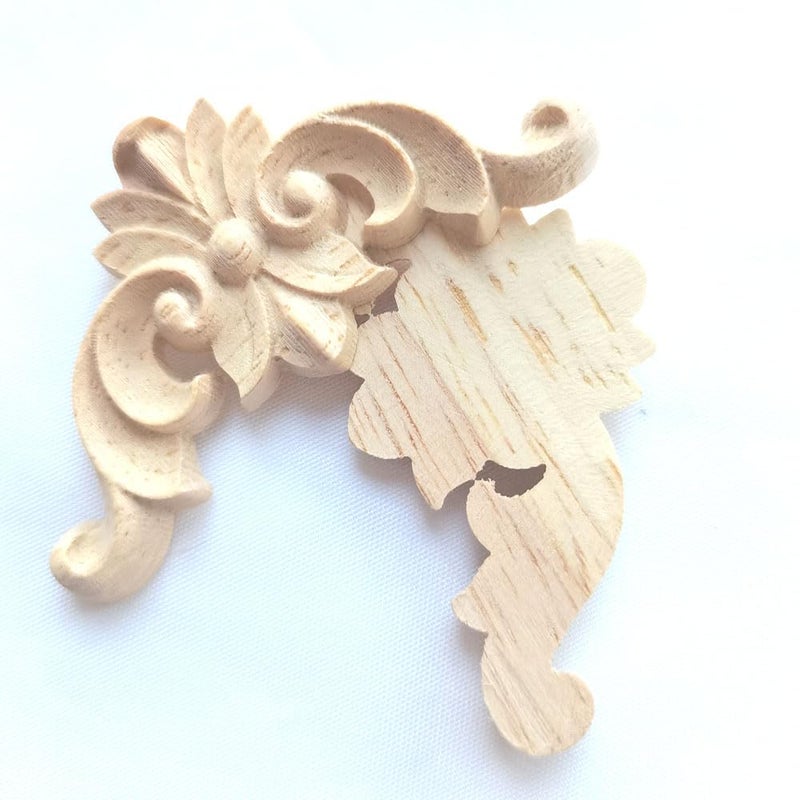 Aiminjey 20 Pcs Decorative Wood Flower Carved Appliques Corner Onlay DIY Unpainted Solid Wooden Carved Corner Decal for Furniture Wardrobe Mirror Photo Frame Closet Decoration (3.1inch) - Image 5