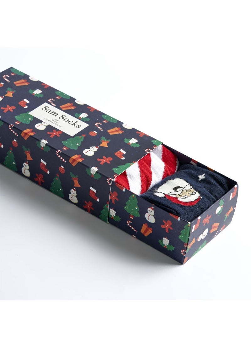 سام سوكس مجموعة من 3 شراب كريسماس طويل  هدية  حريمى  مشكل الوان - Image 2