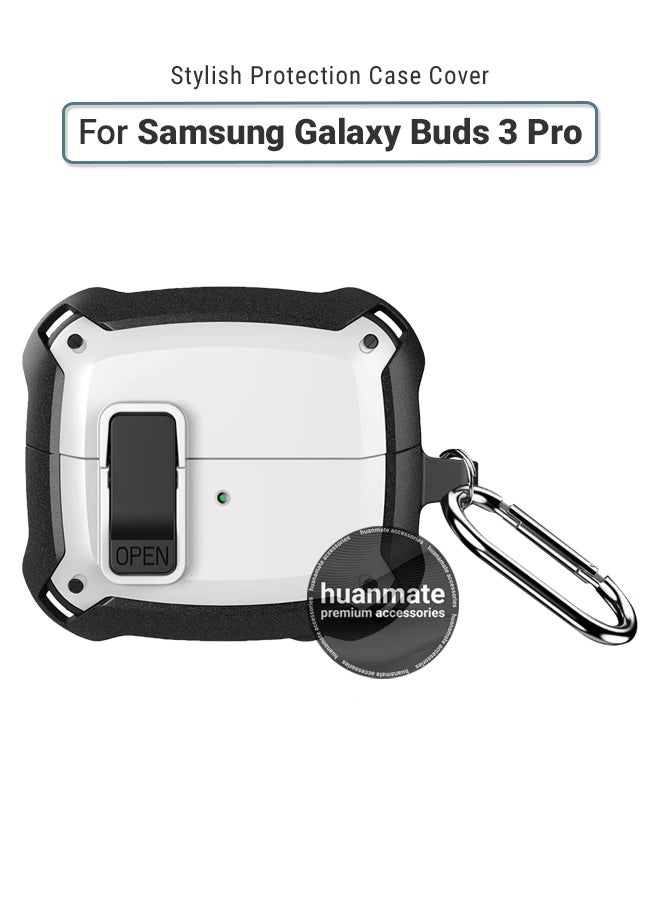 huanmate Samsung Galaxy Buds 3 Pro Shockproof Protection Case Cover - Black/White - Lightweight, Stylish Design, Accurate Cut-outs - Easy to Install & Remove - Durable Shield for Your Samsung Galaxy Buds 3 Pro  - Image 1