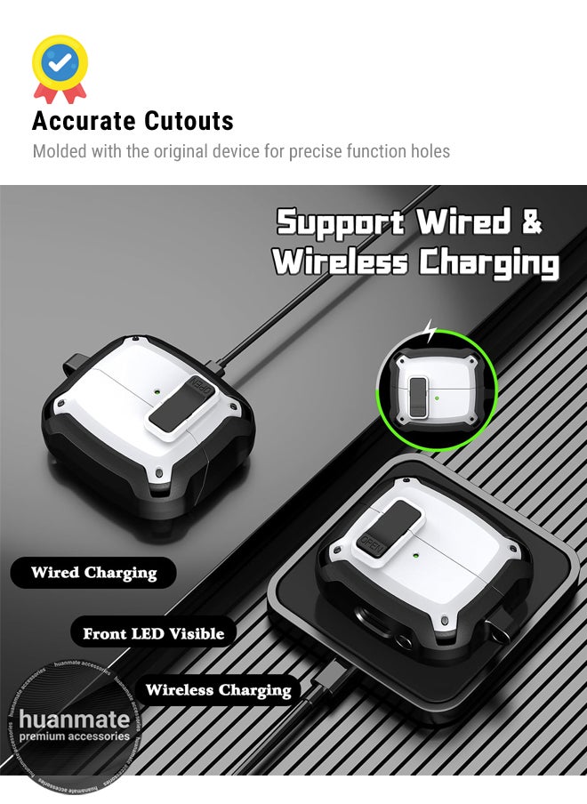 huanmate Samsung Galaxy Buds 3 Pro Shockproof Protection Case Cover - Black/White - Lightweight, Stylish Design, Accurate Cut-outs - Easy to Install & Remove - Durable Shield for Your Samsung Galaxy Buds 3 Pro  - Image 5