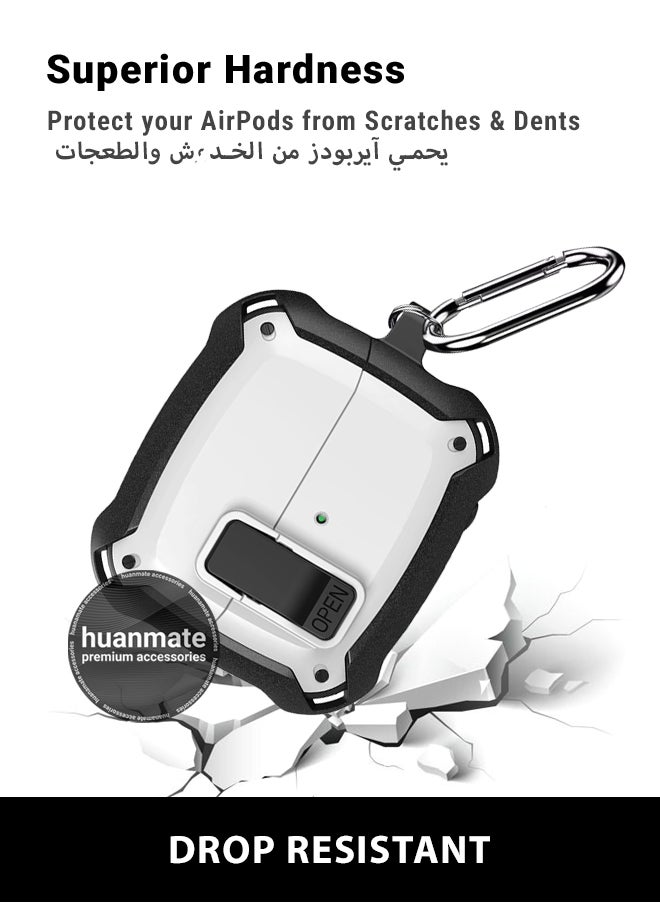 huanmate Samsung Galaxy Buds 3 Pro Shockproof Protection Case Cover - Black/White - Lightweight, Stylish Design, Accurate Cut-outs - Easy to Install & Remove - Durable Shield for Your Samsung Galaxy Buds 3 Pro  - Image 4