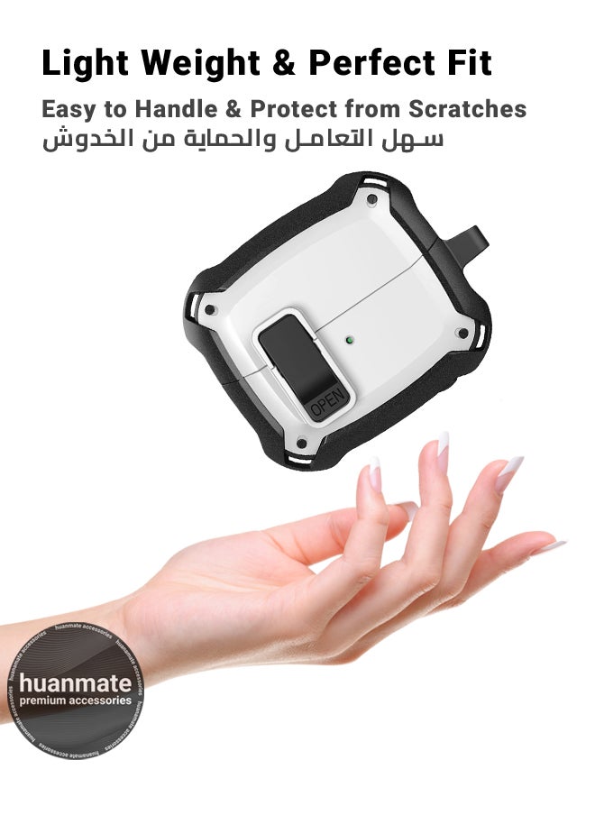 huanmate Samsung Galaxy Buds 3 Pro Shockproof Protection Case Cover - Black/White - Lightweight, Stylish Design, Accurate Cut-outs - Easy to Install & Remove - Durable Shield for Your Samsung Galaxy Buds 3 Pro  - Image 3
