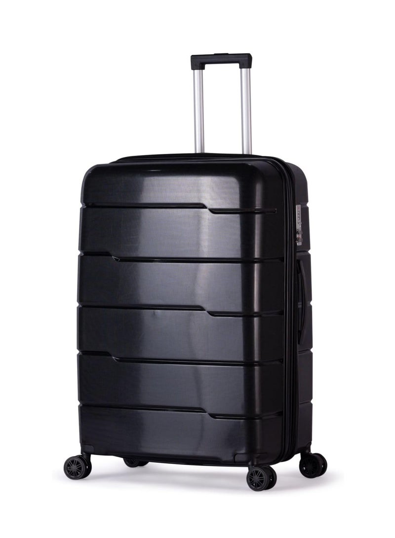 Travel Suitcase with 360° Spinner Wheels – 80 cm Large, Black, Durable Polypropylene (PP) Material  - Image 1