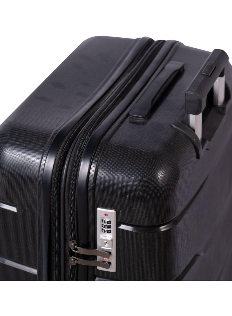 Travel Suitcase with 360° Spinner Wheels – 80 cm Large, Black, Durable Polypropylene (PP) Material  - Image 2