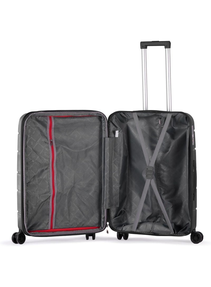 Travel Suitcase with 360° Spinner Wheels – 80 cm Large, Black, Durable Polypropylene (PP) Material  - Image 3