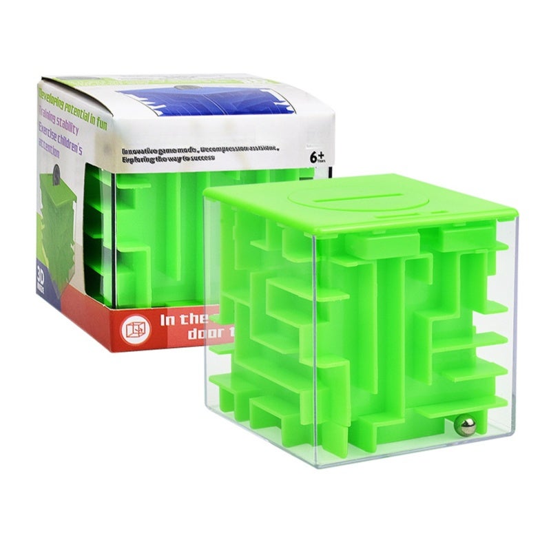 Money Maze Puzzle: Green 2-Piece Set - Challenging Piggy Bank & Cash Gift Puzzle With Spatial Reasoning Development For All Ages 5 And Up, Gift Exchanges - Image 1