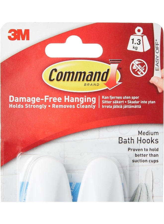 Command Command Bath Designer Medium Hook, 2 Hooks+4 strips/pack - Image 2
