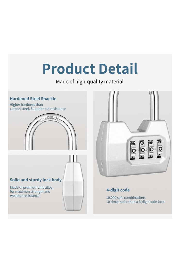 Generic - 4 Digit Combination Lock Outdoor, Heavy Duty Locker Lock, Combination Lock for Locker, Waterproof Combo Lock for Gym Locker, Hasp Storage, Shed, Fence, Gate, Silver - Image 1