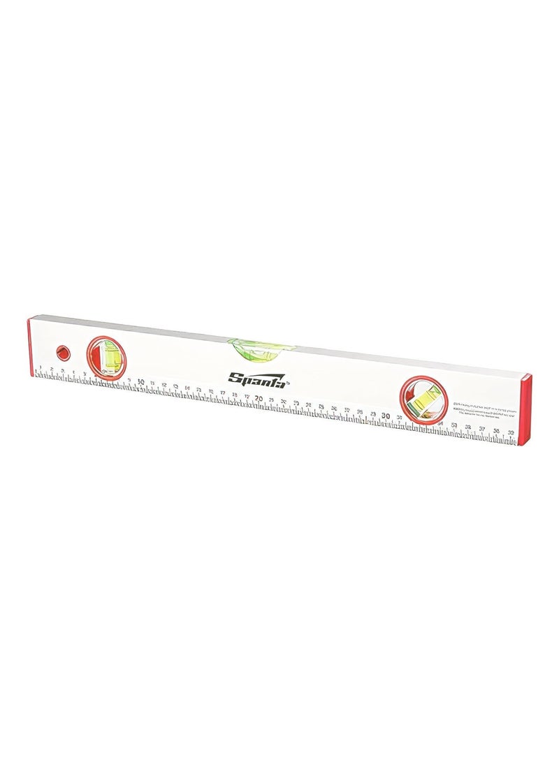Sparta 1000mm Aluminum Spirit Level with Integrated Metric Ruler, 40 Inch 3-Vial Bubble Level for Horizontal Vertical & 45° Alignment, Carpentry, Tiling, Shelving, Construction and DIY - Image 4