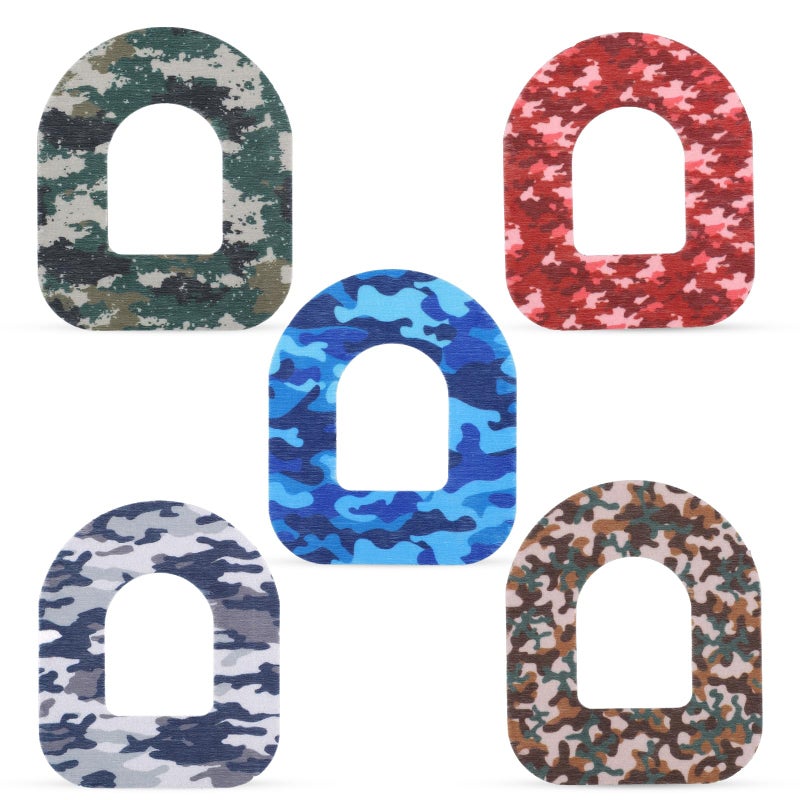 XIHIRCD 25pcs Adhesive Patches for Omnipod, Waterproof Insulin Sensor Patches Sweatproof Pre-Cut Sensor Stickers Cover Adhesive Tape Compatible with Omnipod 5 (Camouflage) - Image 1