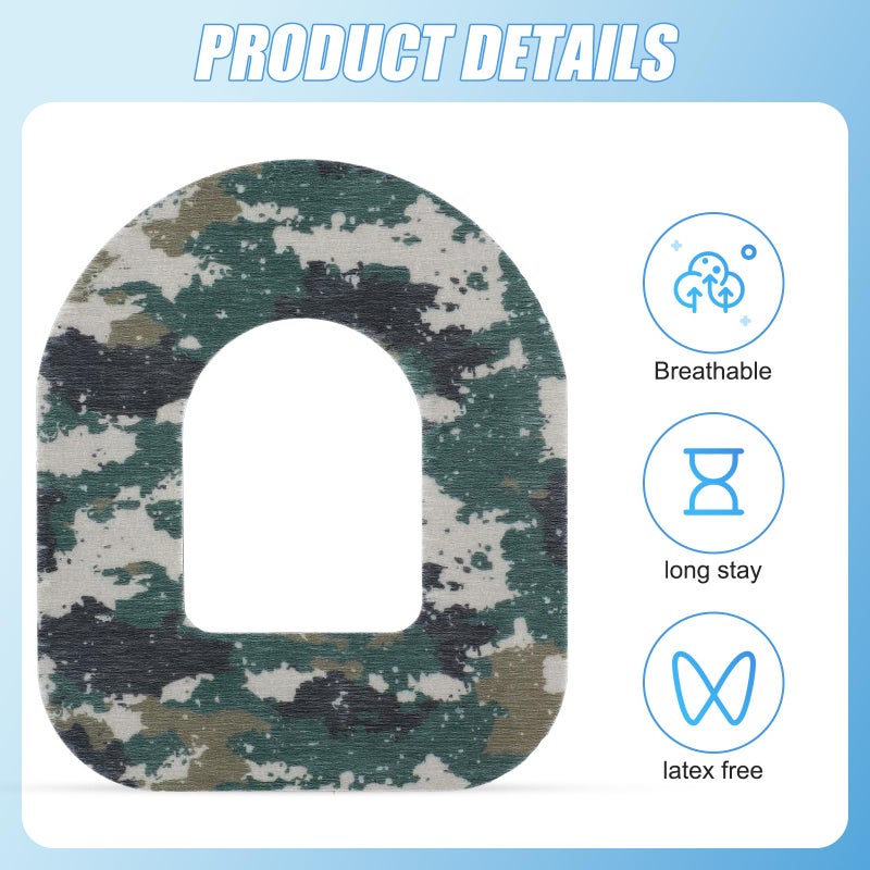 XIHIRCD 25pcs Adhesive Patches for Omnipod, Waterproof Insulin Sensor Patches Sweatproof Pre-Cut Sensor Stickers Cover Adhesive Tape Compatible with Omnipod 5 (Camouflage) - Image 4