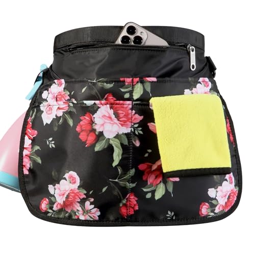 Bafelia Small Size Cleaning Caddy Apron for Women with 5 Pockets, Professional Waterproof Cleaning Supplies for Housekeepers (1, Peony, Small) - Image 1