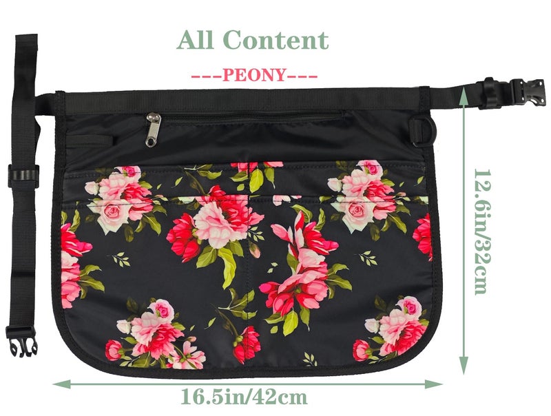Bafelia Small Size Cleaning Caddy Apron for Women with 5 Pockets, Professional Waterproof Cleaning Supplies for Housekeepers (1, Peony, Small) - Image 4