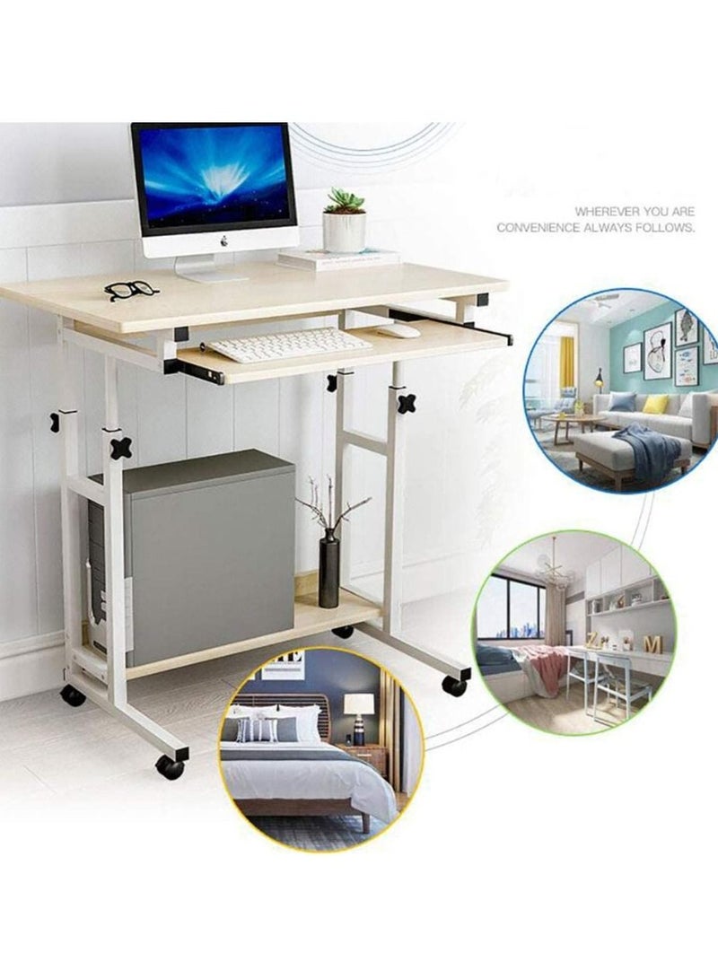 طاولة كمبيوتر بجانب السرير مع درج لوحة المفاتيح طاولة كمبيوتر مكتبي قابلة للإزالة ورفع طاولة دراسة للألعاب - Image 3