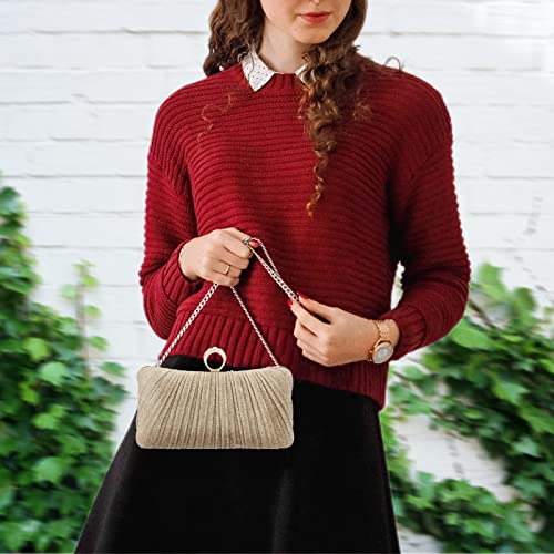 Simcat حقيبة كلتش ذهبية للنساء مع لمسة لامعة لحفلات المساء وحقيبة مسائية مطوية للسيدات لحفلات الزفاف والتخرج (ذهبي) - Image 2