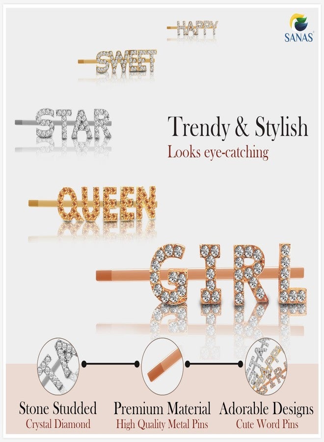 Sanas Hair Pins For Women Stylish (5Pcs) Hair Accessories For Girls Hair Clips Bobby Pins For Hair Stone Clips For hair Women Metal Pin For Girls Crystal Hair Accessories (5Pcs) (Assorted) - Image 3