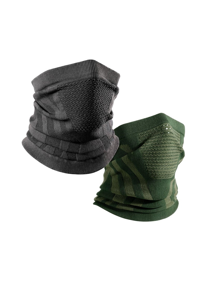 KASTWAVE Winter Windproof Neck Gaiter Face Mask, Motorcycle Neck Scarf with Breathable Mesh, Unisex Multifunctional Winter Elastic Neck Warmer Snoods for Skiing Snowboard Cycling Motocycle Sports, 2Pcs - Image 1