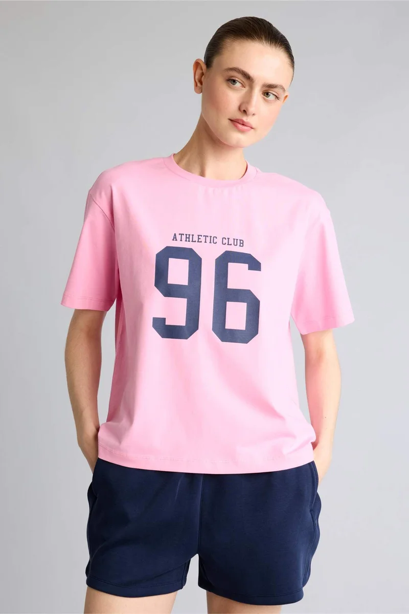 DeFacto Comfort Fit Crew Neck Printed Sports T-Shirt