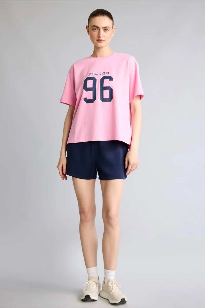 DeFacto Comfort Fit Crew Neck Printed Sports T-Shirt