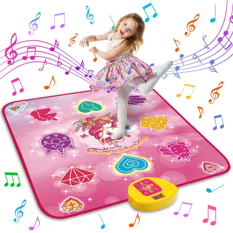 maysida Unicorn Dance Mat Toys for 3-12 Year Old Girls, Dance Pad with LED Lights, Built-in Music, 6 Game Modes, Electronic Dancing Mat as Christmas Birthday Gift for 3 4 5 6 7 8 9+ Girls (Pink) - Image 1