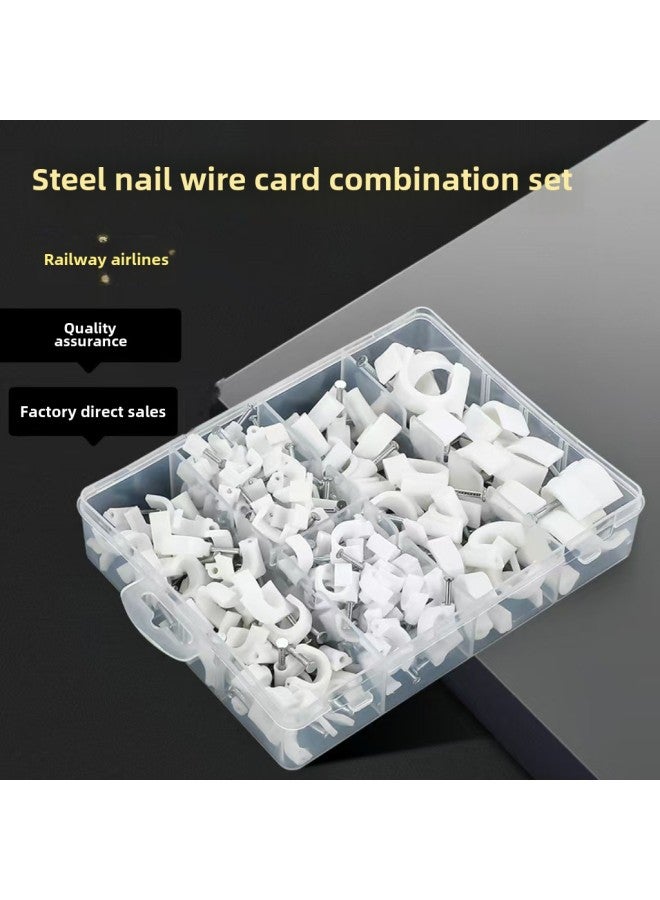 Steel Nail Line Card Material Set Boxed Dedicated For Pipe Card Line Clip High Carbon Steel Nail Suit Can Be Matched By Themselves-Specification Model:9mm/black And White  - Image 1