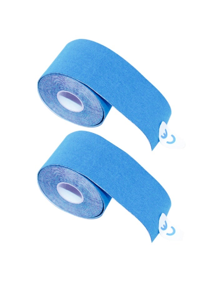 2 Piece Original Cotton Elastic Premium Athletic Tape,Latex Free Hypoallergenic, 5cm*5m,Blue - Image 1