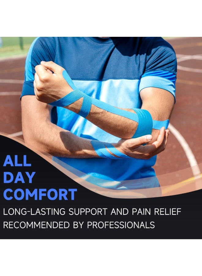 2 Piece Original Cotton Elastic Premium Athletic Tape,Latex Free Hypoallergenic, 5cm*5m,Blue - Image 2