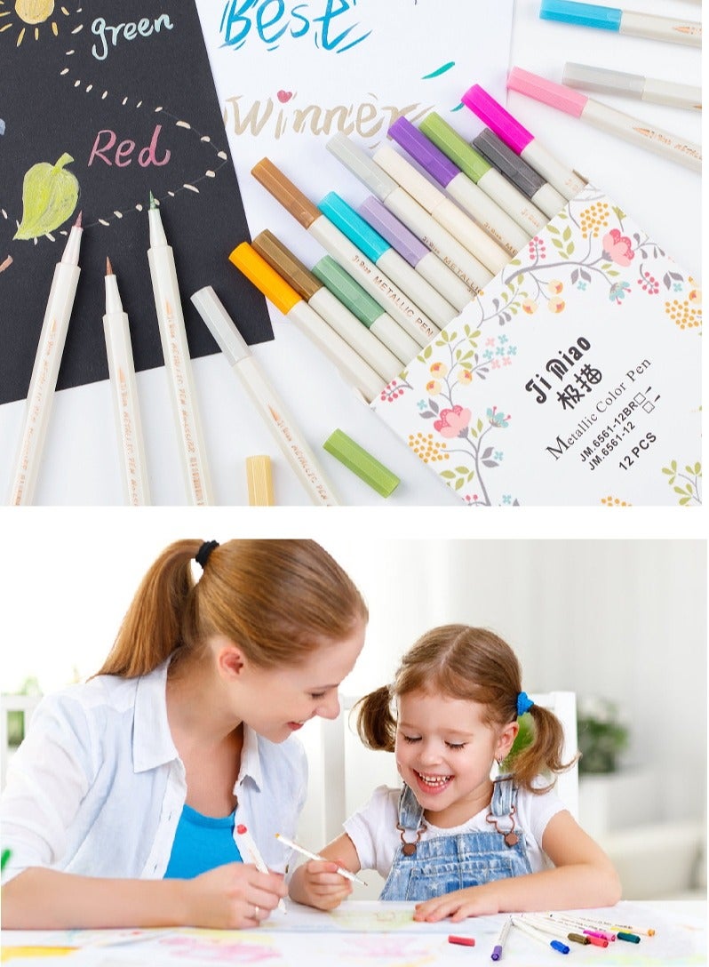 أساسيات الأعمال اليدوية: أقلام ملونة معدنية، أقلام تحديد معدنية، أقلام تحديد معدنية متوسطة الرأس، عبوة من 30 لونًا، أضئ عالمك الإبداعي - Image 5