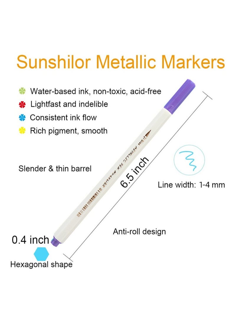 أساسيات الأعمال اليدوية: أقلام ملونة معدنية، أقلام تحديد معدنية، أقلام تحديد معدنية متوسطة الرأس، عبوة من 30 لونًا، أضئ عالمك الإبداعي - Image 3