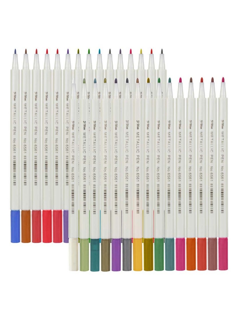 أساسيات الأعمال اليدوية: أقلام ملونة معدنية، أقلام تحديد معدنية، أقلام تحديد معدنية متوسطة الرأس، عبوة من 30 لونًا، أضئ عالمك الإبداعي - Image 1
