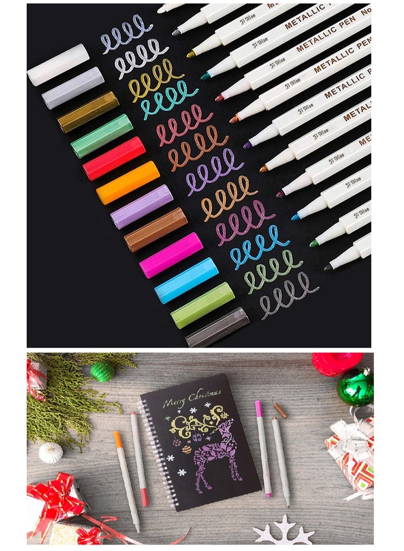 أساسيات الأعمال اليدوية: أقلام ملونة معدنية، أقلام تحديد معدنية، أقلام تحديد معدنية متوسطة الرأس، عبوة من 30 لونًا، أضئ عالمك الإبداعي - Image 2
