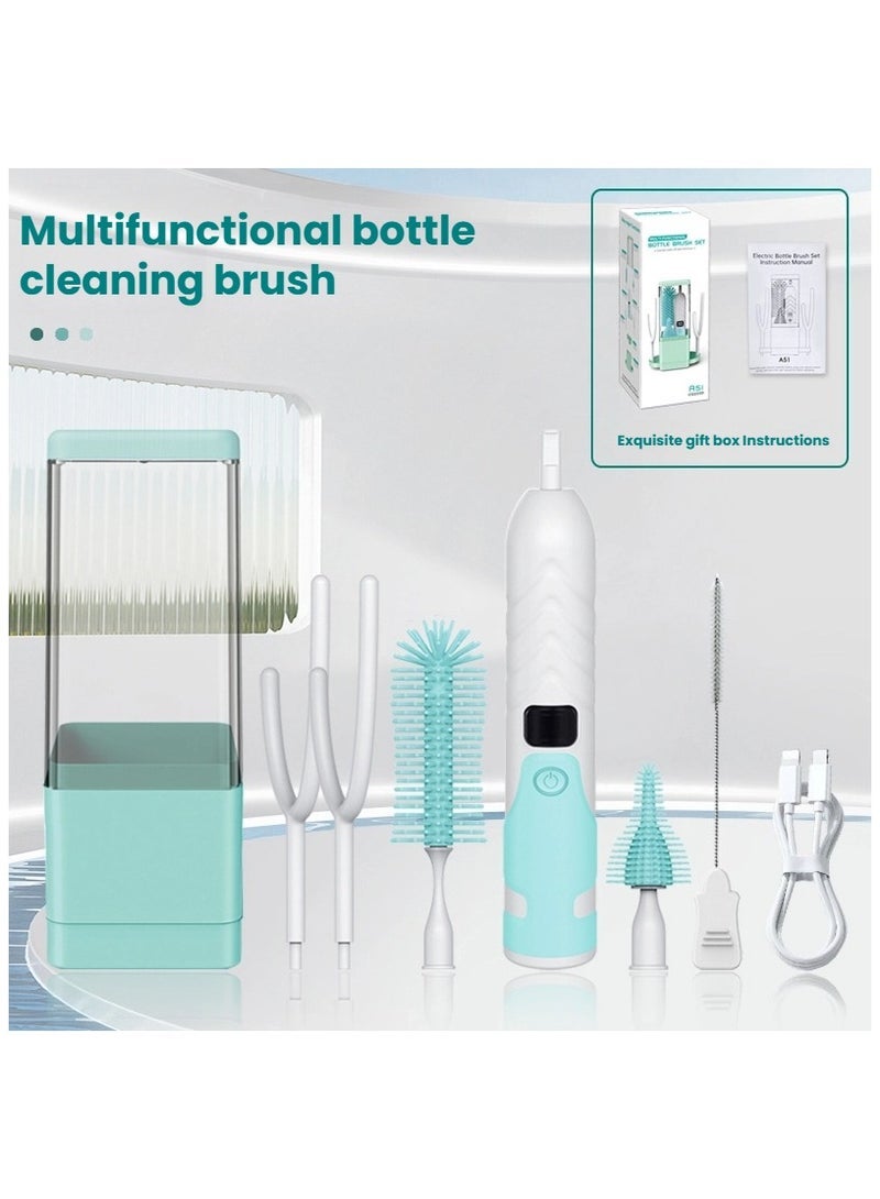 Baby electric bottle cleaning brush ultraviolet automatic disinfection draining drying silicone nipple straw cup brush - Image 2