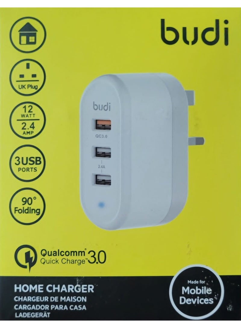 بودي شاحن جداري سريع الشحن من بودي 12 وات مع 3 منافذ USB لشحن السريع