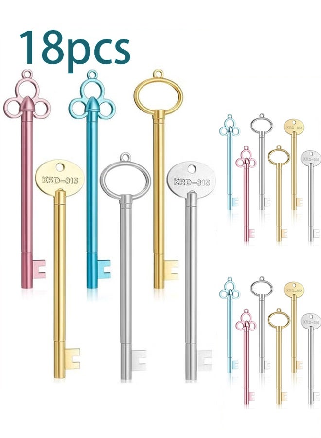 18 قلم حبر جل بتصميم مفتاح عتيق، أقلام على شكل مفتاح، أقلام مبتكرة، قلم أسود برأس رفيع للأدوات المكتبية والمدرسة، هدايا التخرج، قرطاسية مكافآت الطلاب - Image 1