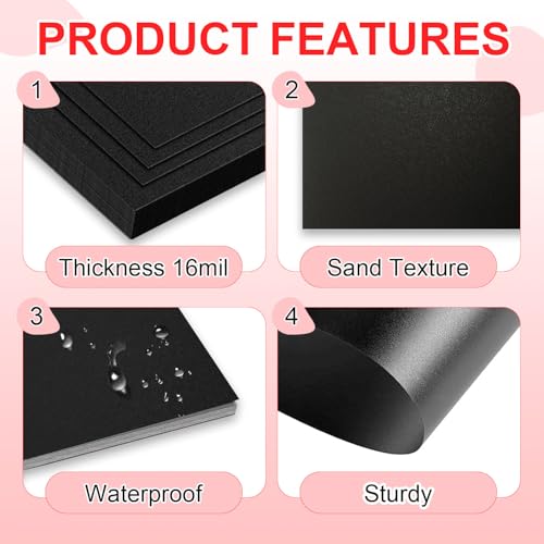 HOUYEE 100 Pack 16 Mil Poly Binding Covers,Sand Texture Binding Presentation Covers,8.5x11 Inches,Letter Size,Black,Square Corners,Un-Punched - Image 4