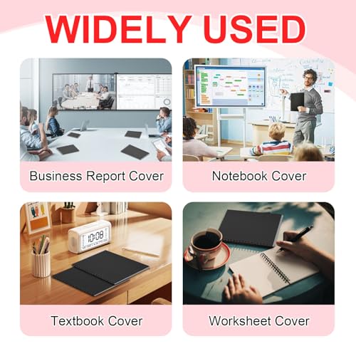HOUYEE 100 Pack 16 Mil Poly Binding Covers,Sand Texture Binding Presentation Covers,8.5x11 Inches,Letter Size,Black,Square Corners,Un-Punched - Image 5