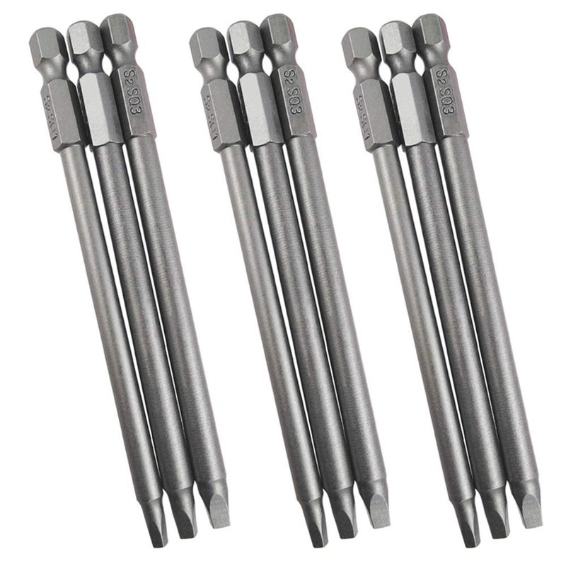 Wolfride 3 Set of 3pcs Square Head Bits Magnetic Square Head Screwdriver Bits | SQ1 SQ2 SQ3, 1/4-Inch Shank, 100mm Length - Image 1