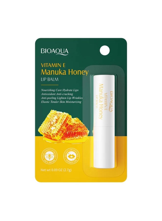 BIOAQUA Vitamin E Manuka Honey Lip Balm Anti Cracking Antioxidant Anti Peeling Nourishing Hydrating Moisturizing Lip Care Lip Balm Smooth lip Cream Balm 2.7G - Image 1
