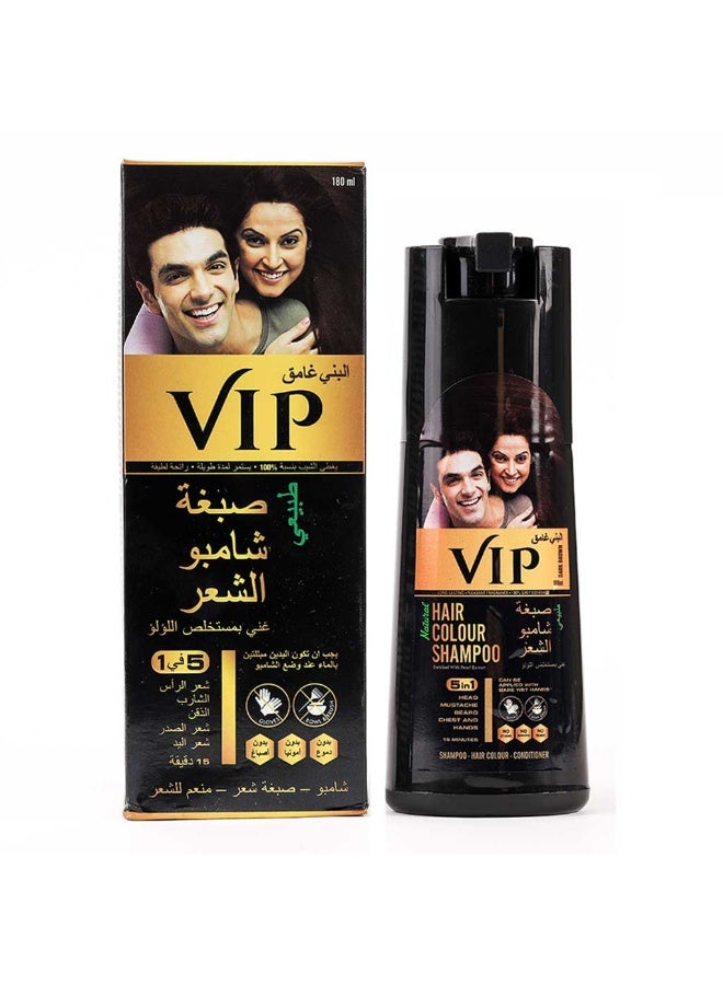 VIP شامبو صبغة الشعر الطبيعية 180 مل، اللون - بني داكن